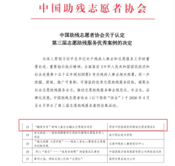 西安中医脑病医院志愿助残案例入选中国助残志愿者协会“第三届志愿助残服务优秀案例”